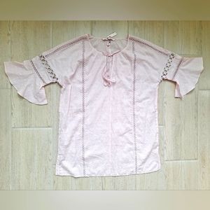 Victoria’s Secret Pink Eyelet Tunic Swim Cover Up With Bell Sleeve - size Small